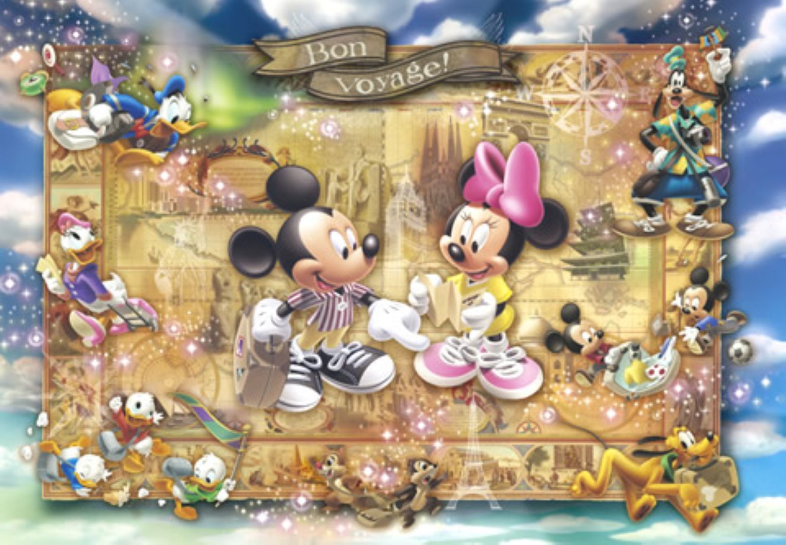 D-1000-348 Tenyo Disney Minnie Mouse Mickey Mouse - Bon Voyage